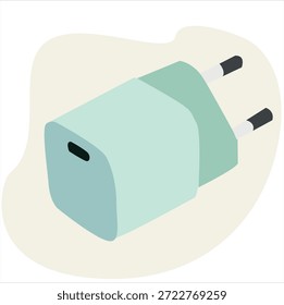 Cabeza del cargador. Ilustración vectorial del cargador del teléfono móvil, cabeza del cargador del teléfono