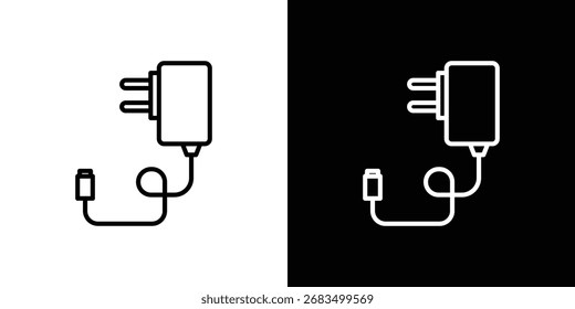 Charger icon black and white vector outline sign