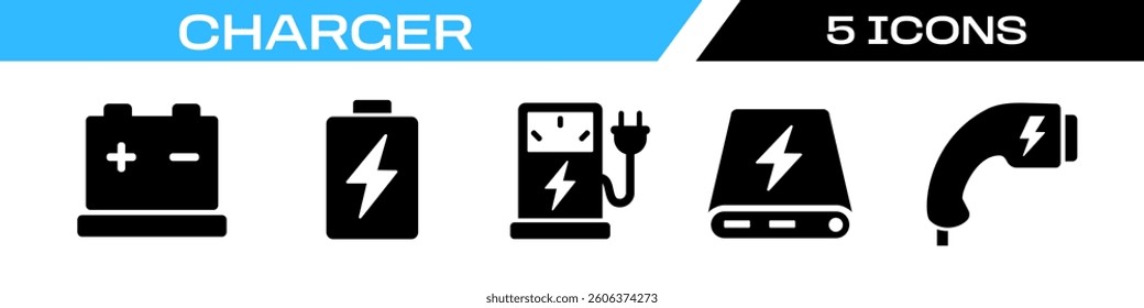 charger icon. charging icon set