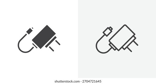 Charger icon. collection of editable stroke line and solid flat styles.