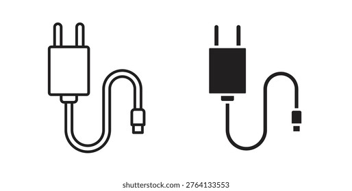 Charger icon flat vector illustration. Black Thin Line Icon Emblem Concept