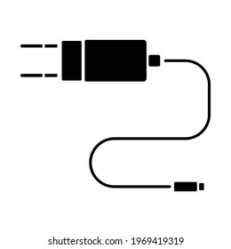 Charger icon, isolated in black on a white background. Hand drawn element, vector illustration.