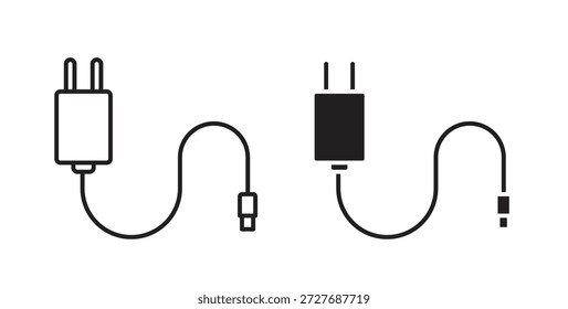 Icono del cargador en diseño de línea y colores sólidos en blanco y negro para diseños