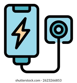 Charger icon. Outline charger vector icon color flat isolated