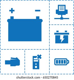 Charger icon. set of 6 charger filled icons such as battery, baterry, phone cable, phone connection cable