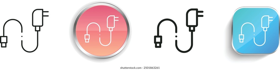 charger icon. Thin Linear, Regular and Button Style Design Isolated On White Background