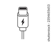 Charger icon type c vector USB type C icon cable white background