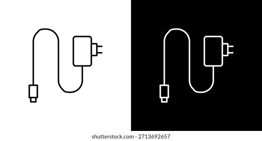 Contorno del logotipo del icono del cargador. Vectores de línea delgada