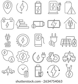 Charger icon vector set. Charging illustration sign collection. Electricity symbol. Powerbank logo.
