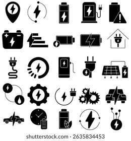 Charger icon vector set. Charging illustration sign collection. Electricity symbol. Powerbank logo.