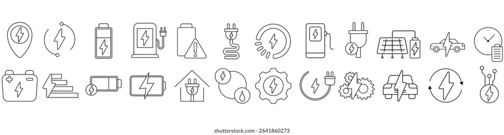 Charger icon vector set. Charging illustration sign collection. Electricity symbol. Powerbank logo.