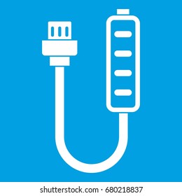 Charger icon white isolated on blue background vector illustration