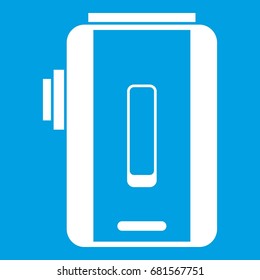Charger icon white isolated on blue background vector illustration