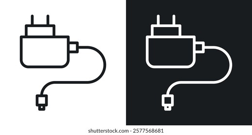 Charger icons in thin black and white stroke liner style