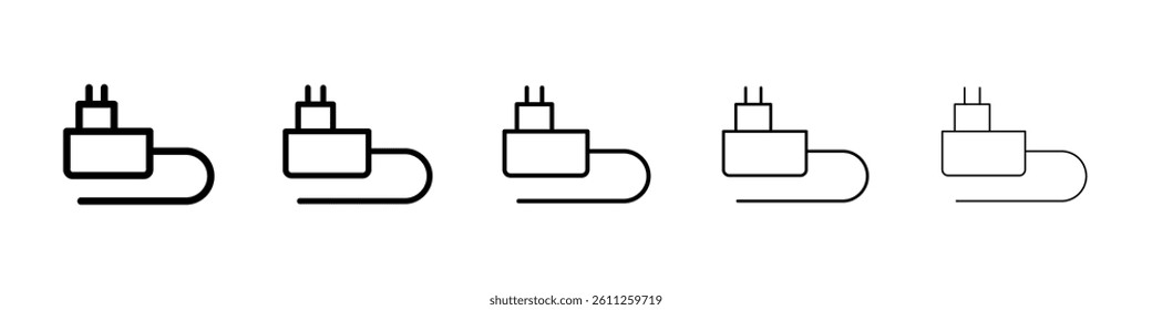 Charger icons vector set in different stroke line style