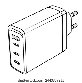 Charger line drawing vector on white background
