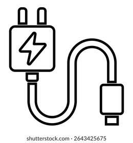 charger line icon design. charger thin black outline symbol vector illustration. editable stroke icon on transparent background.