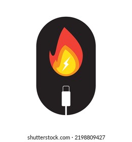 logotipo del cargador y fuego de carga, icono del logotipo del vector