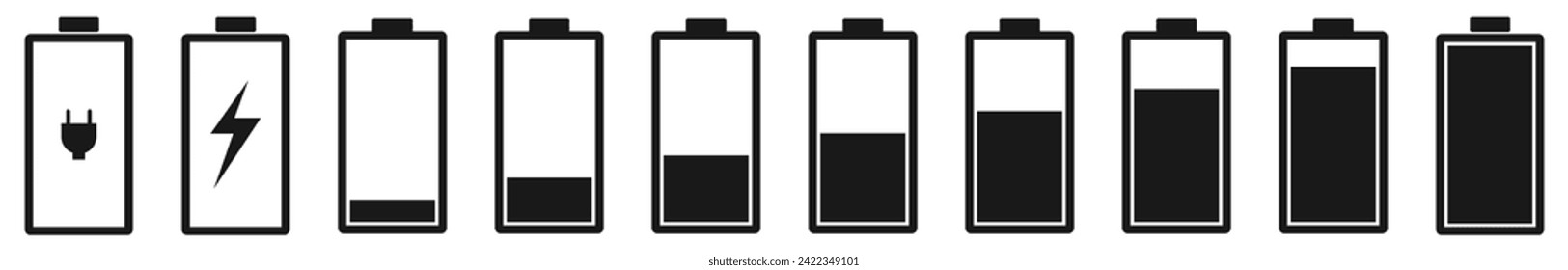 Charger phases illustration. Simple flat icons set