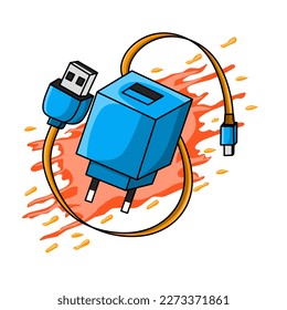 caricatura vectorial de ilustración de enchufe de cargador para pegatinas o etc