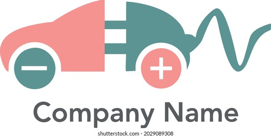 Logo del enchufe del cargador con icono de coche rosa y gris