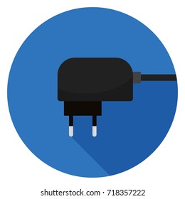 Charger for smartphone icon. Illustration in flat style. Round icon with long shadow.