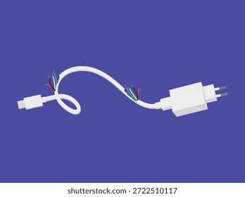 Ilustração do adaptador do cabo USB do carregador