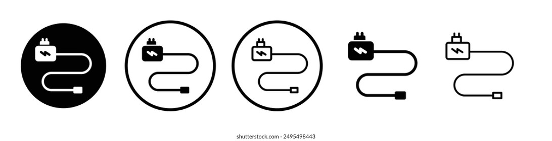 Charger vector icon set in black and white color.