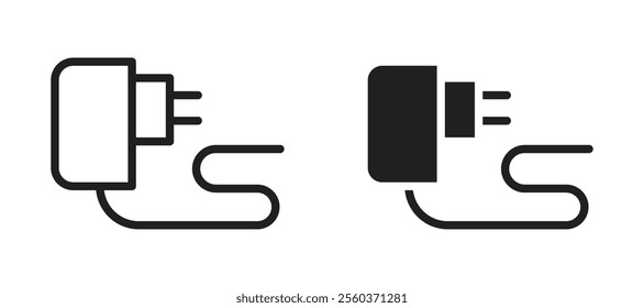 Charger vector icon set in black color.