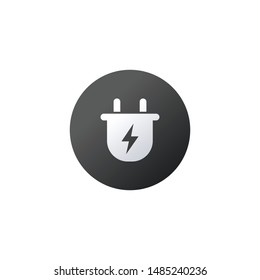 charger wall plug and lightning charging icon in circle. charger sign for web and app.vector illustration isolated on white background.