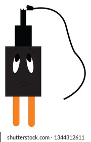 A charger which is broken from a point vector color drawing or illustration