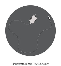 Charger.White phone charger. vector illustration isolated on gray background