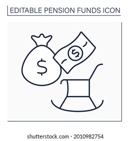 Charges line icon. Official contributions to state accounts. Percentage taken out every time paying. Pension fund concept. Isolated vector illustration. Editable stroke