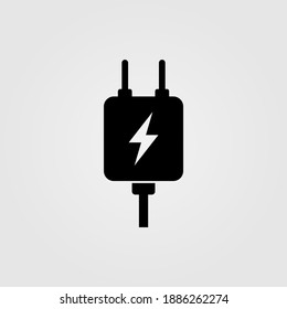 Charging adapter icon. Electronic device power adapter symbol.