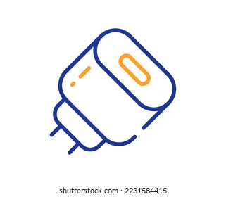 Cargando el icono de la línea del adaptador. Señal de accesorios móviles. Símbolo de enchufe de carga. Concepto colorido del contorno de línea delgada. Icono de adaptador de carga de estilo lineal. Trazo editable. Vector