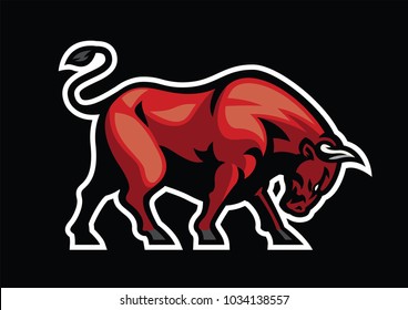 Charging Angry Bull Mascot