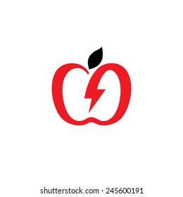 Charging apple vector sign Branding Identity Corporate logo design template Isolated on a white background