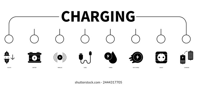 Charging banner web icon vector illustration concept