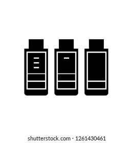 Charging battery black vector concept icon. Charging battery flat illustration, sign