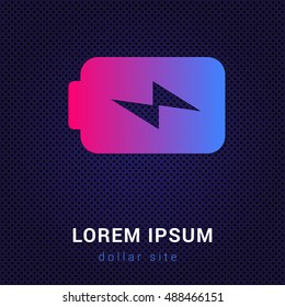 Charging Battery Blue & Red colorful gradient attractive bright material Icon / Logo Design