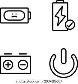 charging battery condition. vector line icon set