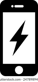 Charging Battery flat black vector icon.