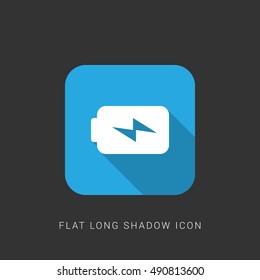 Charging Battery Flat blue long shadow Icon / Logo Design