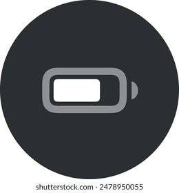 Charging battery icon in circle on blue, vector illustration. Smartphone cellular menu bar icons in grey color isolated on white background