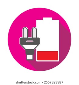 Charging Battery Icon. Flat design style. Illustration.