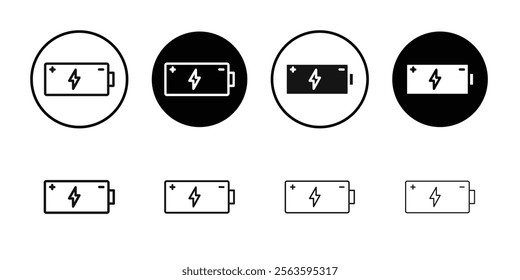 Charging battery icon Flat outline fill set collection
