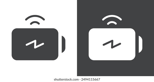 Charging battery icon Flat set in black and white color outline vector