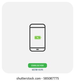 Charging battery  icon flat vector  on smart phone