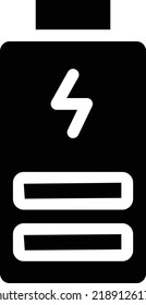 Charging Battery Icon With Glyph Style, Energy Sign And Symbol Isolated On White Background