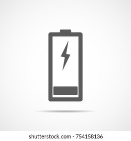 Charging battery icon, isolated on light background. Vector Illustration. Battery icon in flat design.